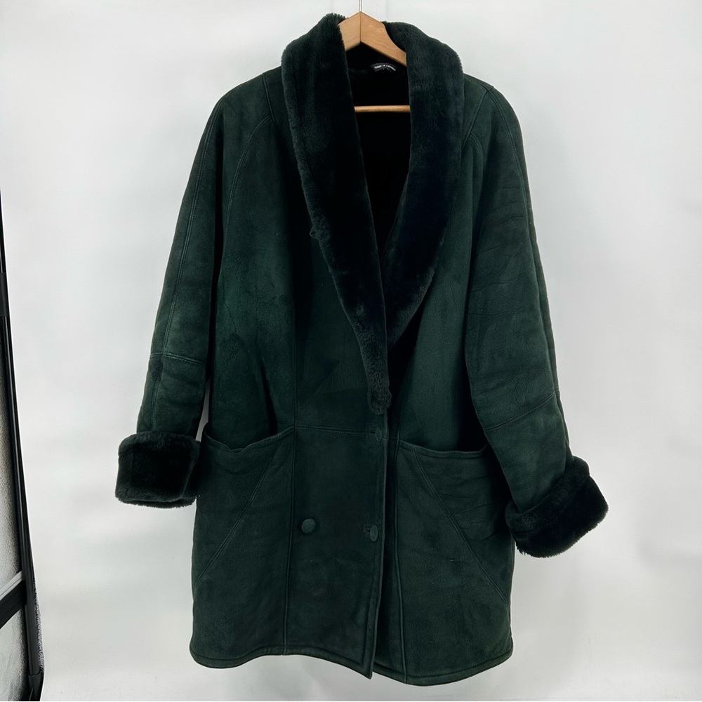 VTG Robert Arnold Forest Green Sheepskin Shearling Coat Women's Large Canada - Picture 2 of 11